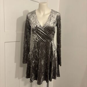 Vintage Y2K Forever 21 size Small Velvet Wrap Skater New Years Eve Dress